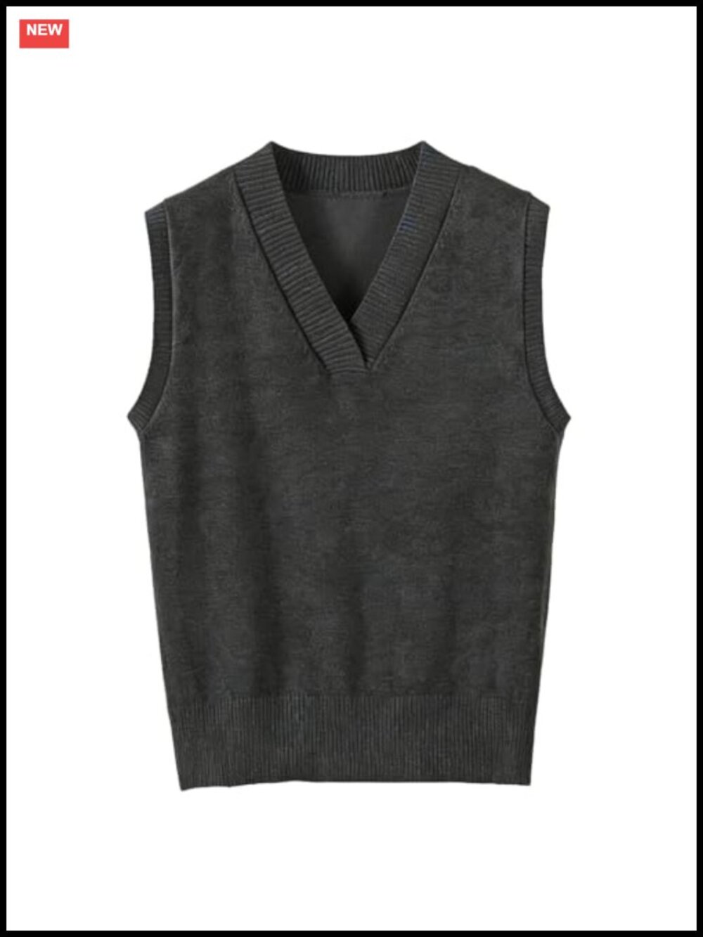 Women's V Neck Sleeveless Ribbed Knit Sweater Vest Loose Fit Layering Pullover